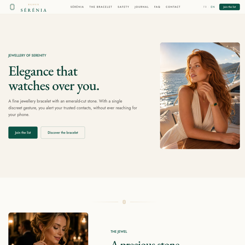 Aperçu du site de la marque Sérenia, projet réalisé par TL Agency